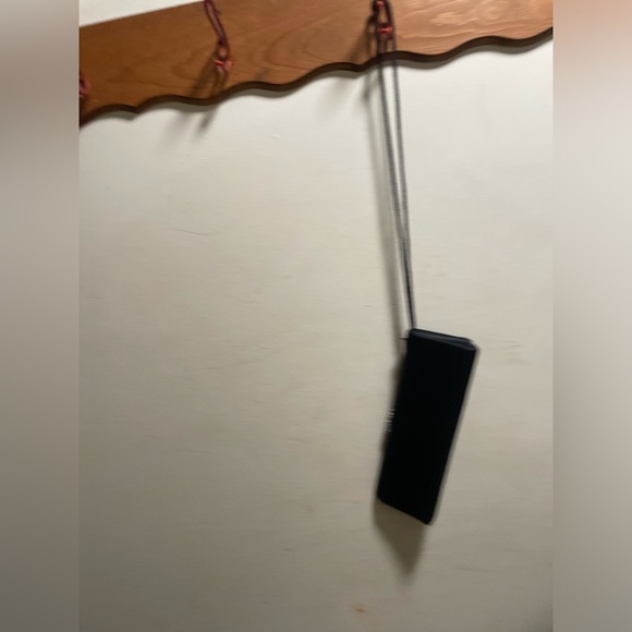 Jessica McClintock black clutch purse snap close bow rope style strap 11 x 3 in - Picture 2 of 7